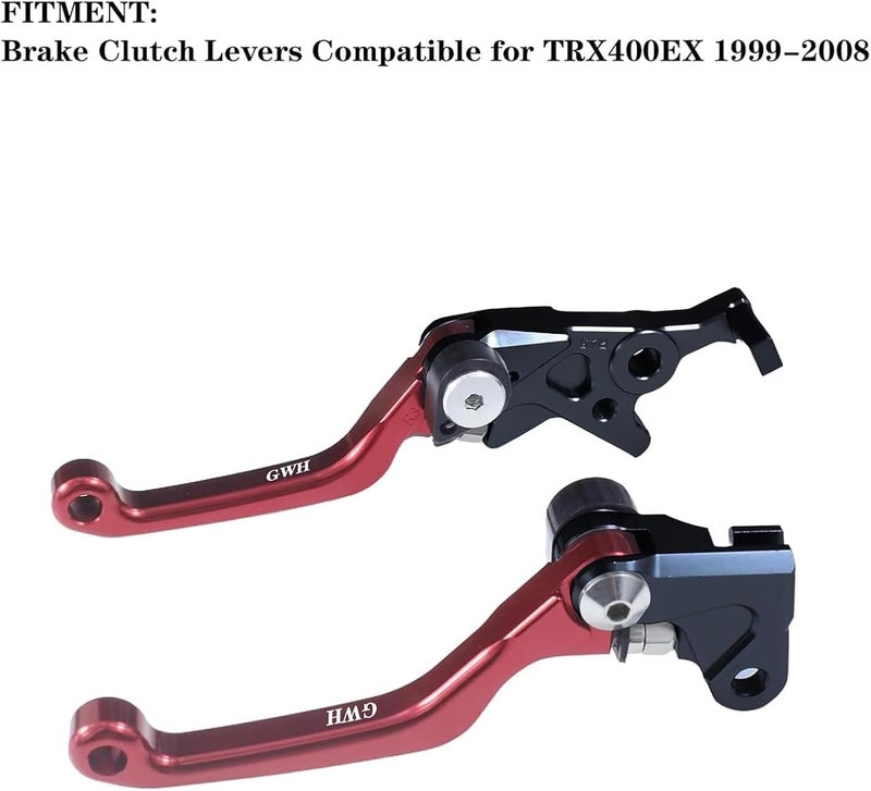 Adsspro CNC Foldable Brake Clutch Lever Handle Handlebar Grips Set Fit for TRX400EX 1999-2008 Dirt Pit Bike 7/8" 22mm (Red) - Image 2
